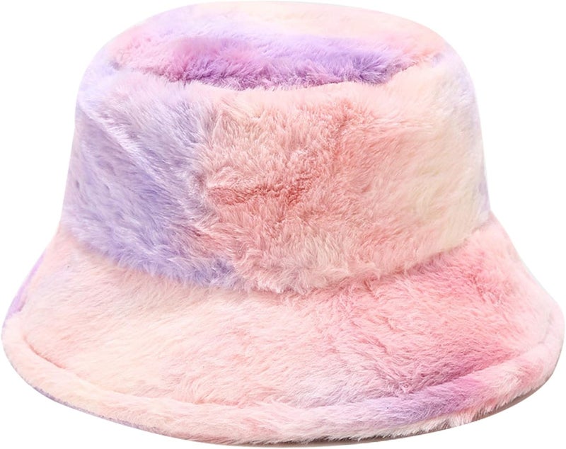 Umeepar Winter Faux Fur Fuzzy Bucket Hat Fluffy Warm Hat for Women Men - Image 1